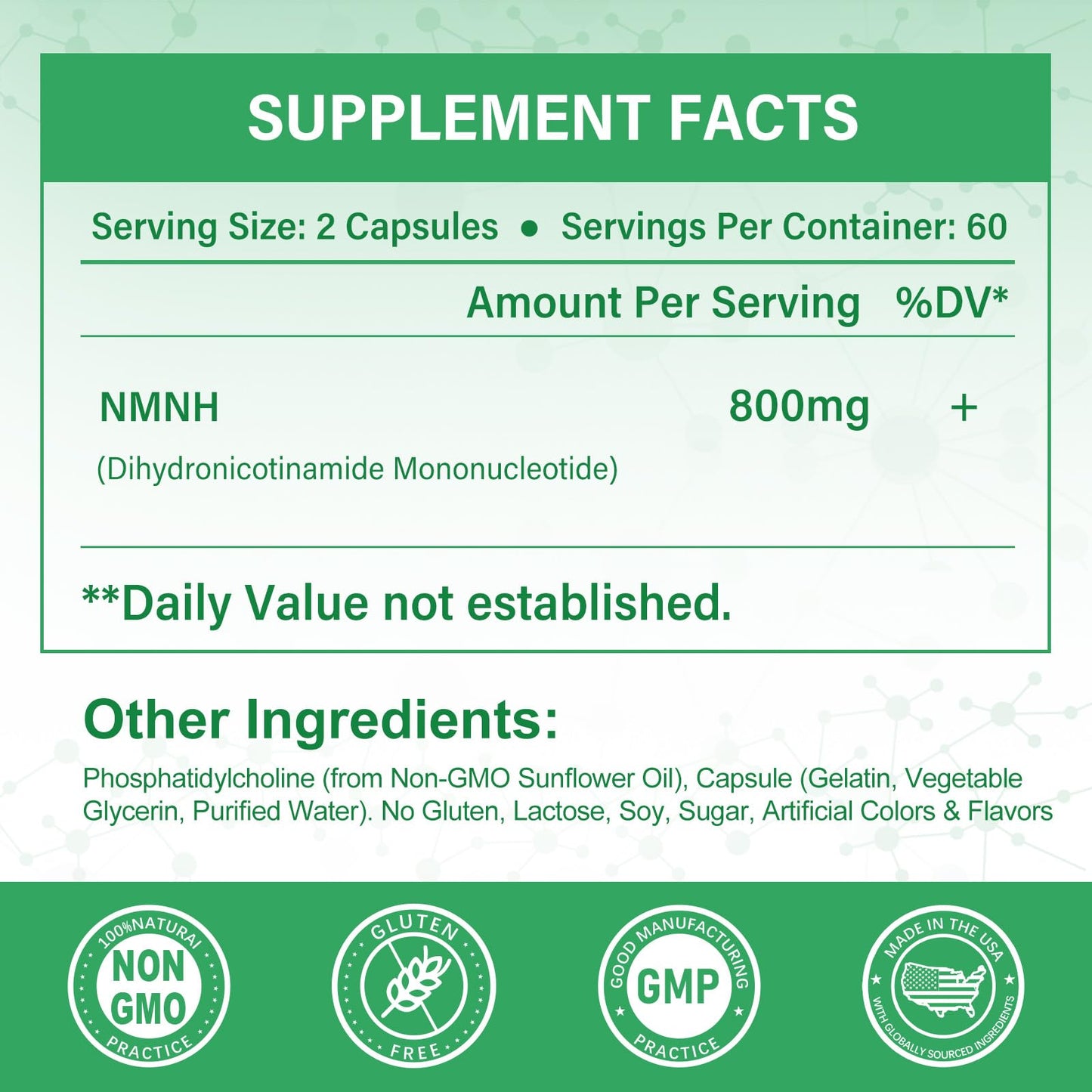 SUPRANOURISH Pure NMNH Supplement 120 Capsules | 800mg NAD+ Boost for Anti-Aging & Cellular Energy