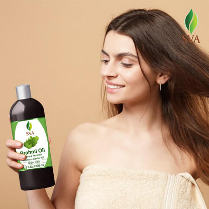 SVA Brahmi Oil - 8 oz Cold-Pressed Brahmi Carrier Oil with Pump