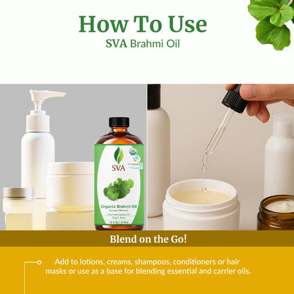 SVA Brahmi Oil Organic - 16 oz | Cold-Pressed Brahmi Carrier Oil for Hair, Skin & Massage