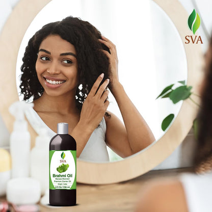 SVA Brahmi Oil - 8 oz Cold-Pressed Brahmi Carrier Oil with Pump