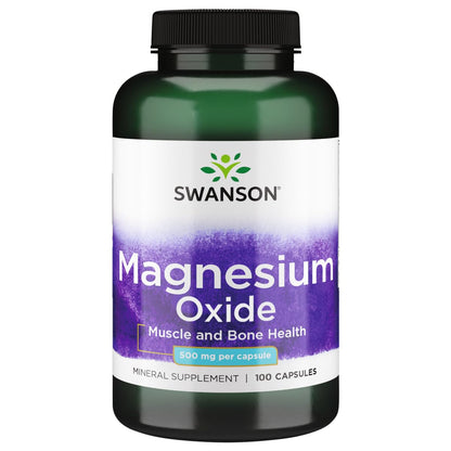Swanson Magnesium Oxide 500 mg 100 Caps – Supports Muscles, Bones & Health