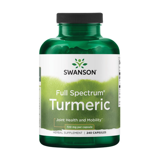 Swanson Turmeric 720 mg Curcuma Longa - 240 Capsules, 120 Servings | Joint, Liver & Mood Support