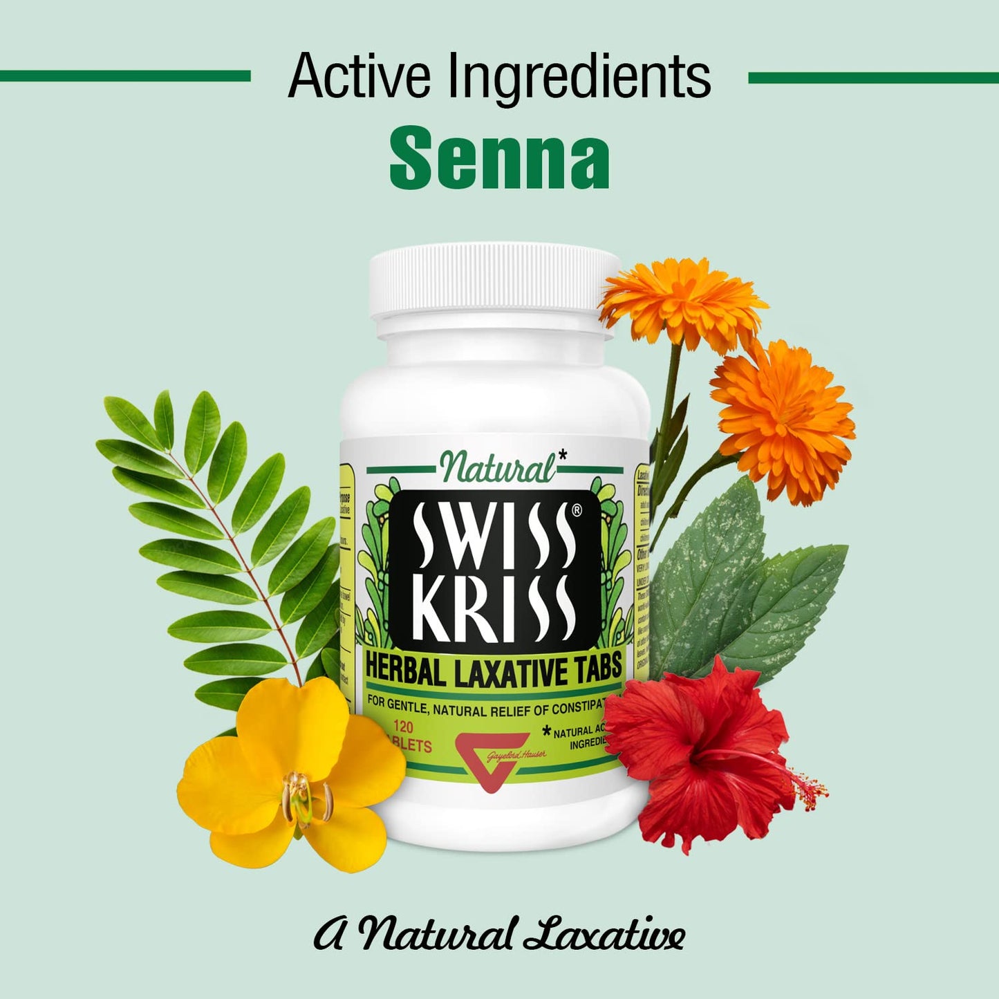 Swiss Kriss Herbal Laxatives Tablets – Gentle, Natural Relief for Adults & Kids 6+ | 120 Tablets