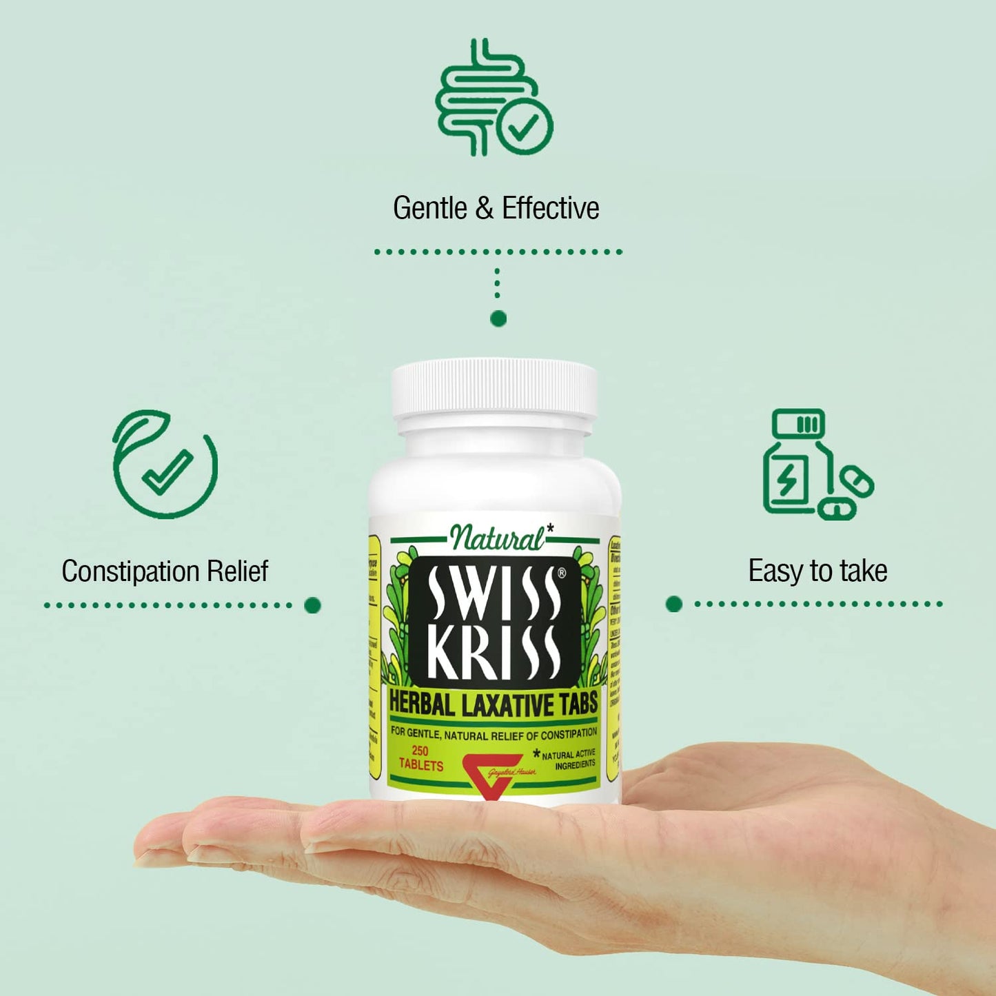 Swiss Kriss Herbal Laxative Tablets | Natural Constipation Support | Senna | Pack of 2