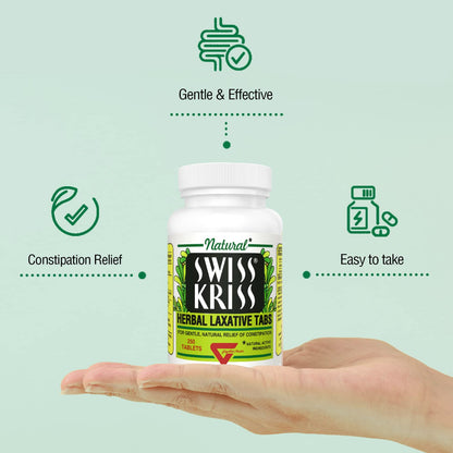 Swiss Kriss Herbal Laxative Tablets | Natural Constipation Support | Senna | Pack of 2