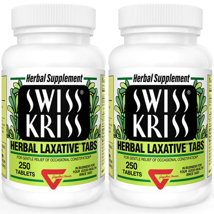 Swiss Kriss Herbal Laxative Tablets | Natural Constipation Support | Senna | Pack of 2