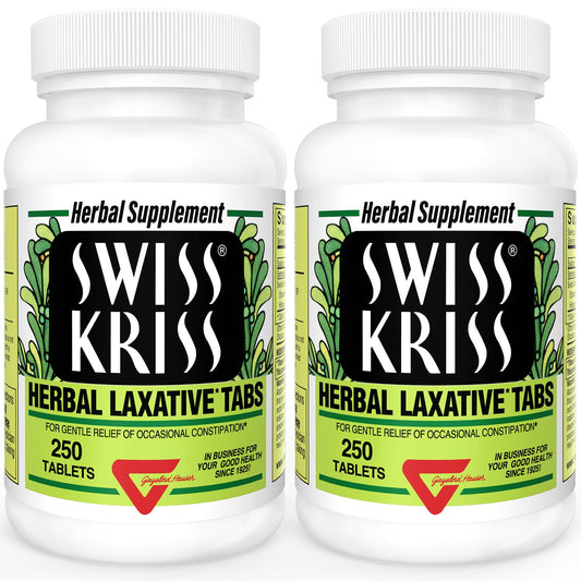 Swiss Kriss Herbal Laxative Tablets | Natural Constipation Support | Senna | Pack of 2