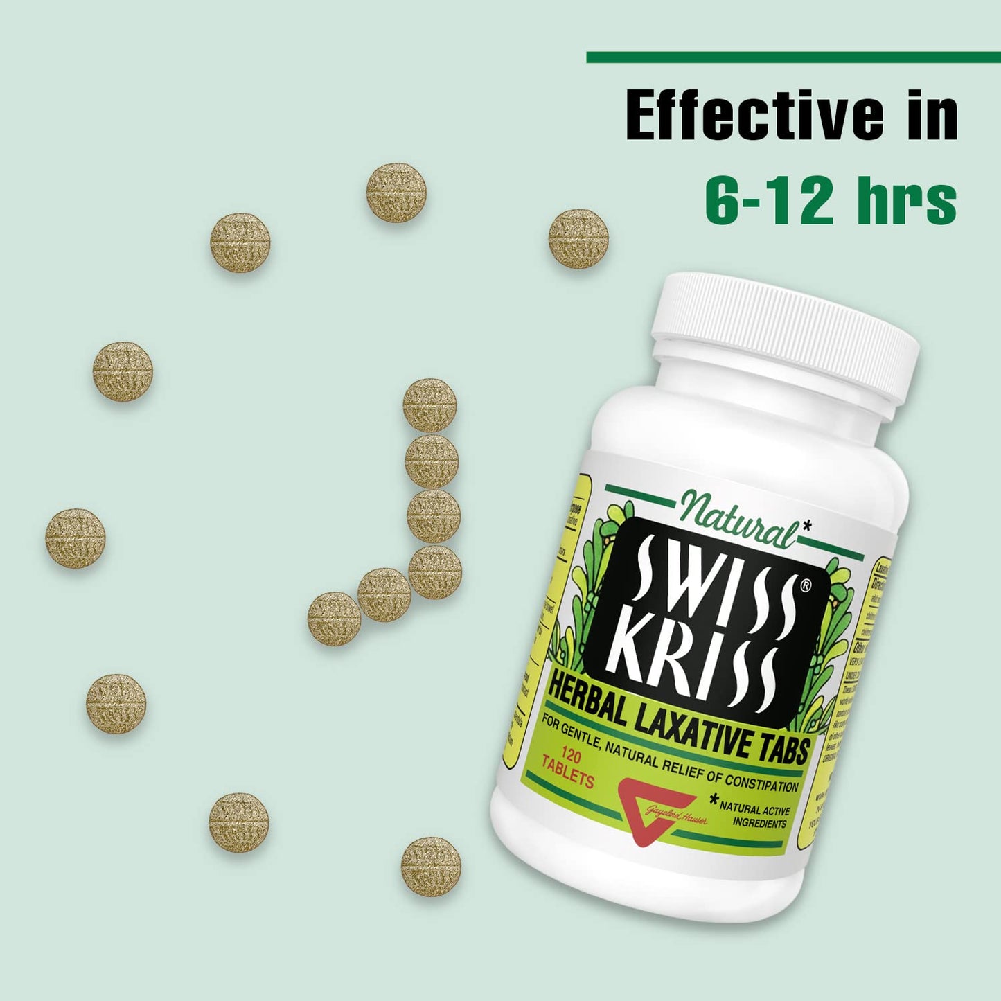 Swiss Kriss Herbal Laxatives Tablets – Gentle, Natural Relief for Adults & Kids 6+ | 120 Tablets