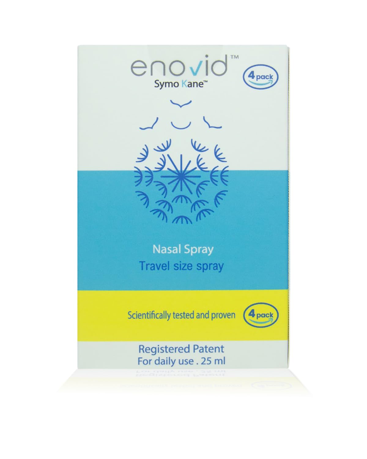 Symo Kane Enovid@ Nasal Spray – Natural, Chemical-Free Daily Protection, Travel Size, Cruelty-Free, Pack of 4