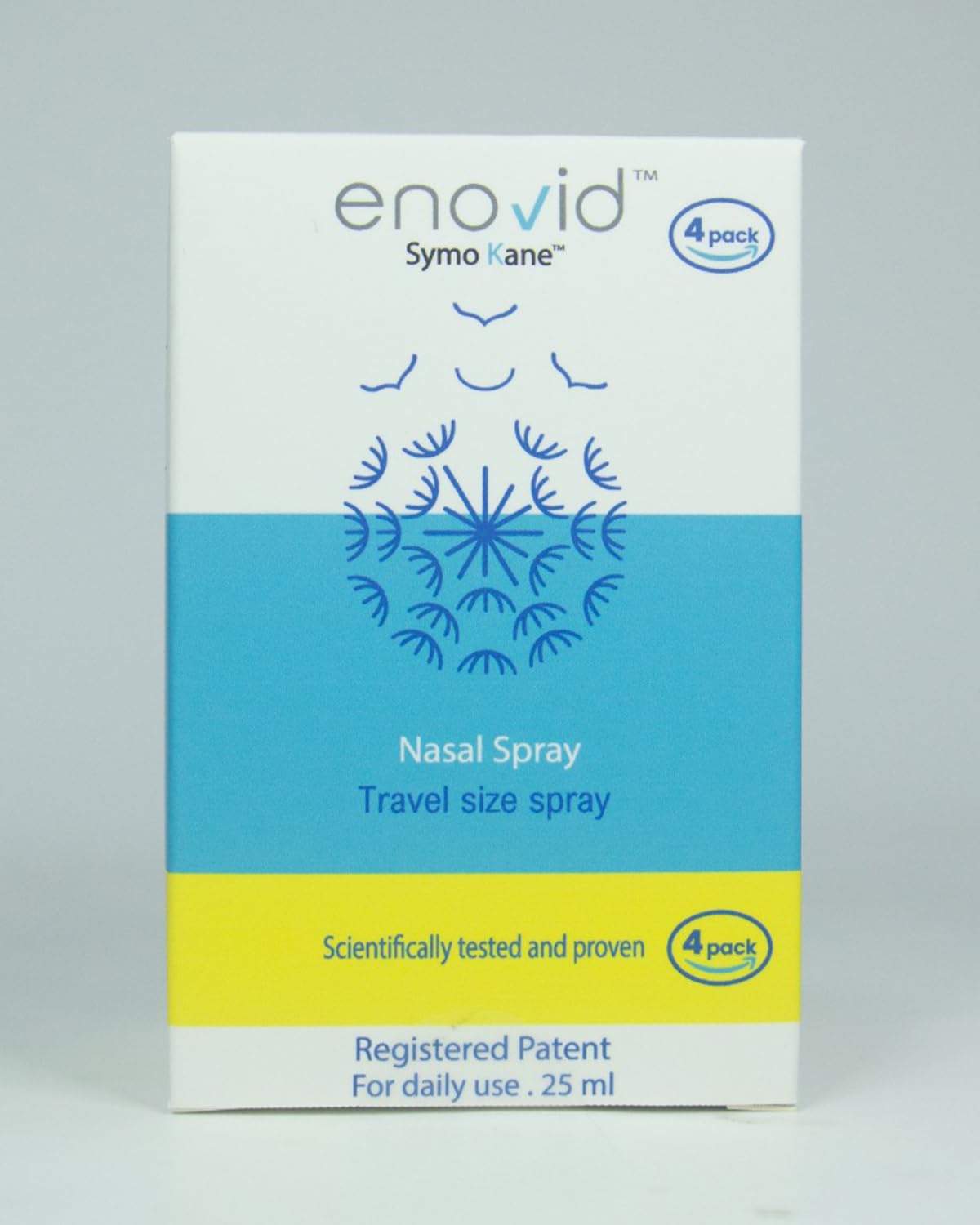 Symo Kane Enovid@ Nasal Spray – Natural, Chemical-Free Daily Protection, Travel Size, Cruelty-Free, Pack of 4