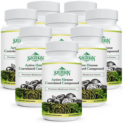 SZCZEKIN AHCC 1500 mg — 8 Mushroom Extract Immune Support Supplement | 720 Veggie Capsules