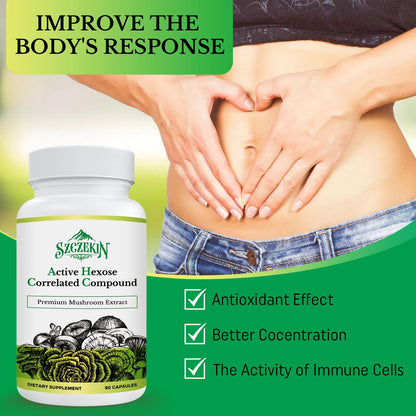 SZCZEKIN AHCC 1500 mg — 8 Mushroom Extract Immune Support Supplement | 720 Veggie Capsules