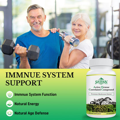 SZCZEKIN AHCC 1500 mg — 8 Mushroom Extract Immune Support Supplement | 720 Veggie Capsules