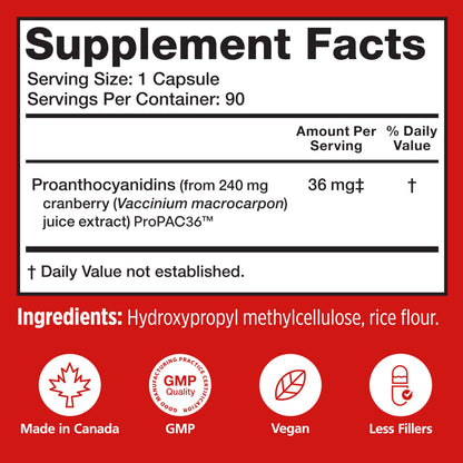 Szio+ Utiva Cranberry PACs – 36 mg PACs Clinically Studied for UTI Prevention | Cranberry Extract Pills for Bladder Health, 90 Veggie Capsules
