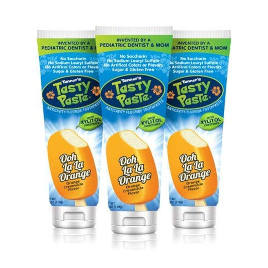 Tanner's Tasty Paste Ooh La La Orange - Anticavity Fluoride Kids Toothpaste (3-Pack)