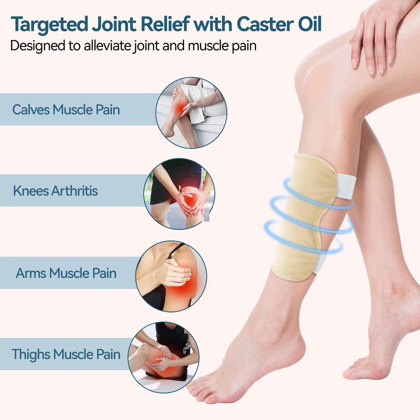 Taoscare Castor Oil Pack 4 Pack for Women – Reusable Organic Cotton Knee & Chest Wraps