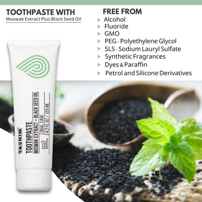 Tasnim Miswak Toothpaste 125ml - Fluoride Free Natural Oral Care