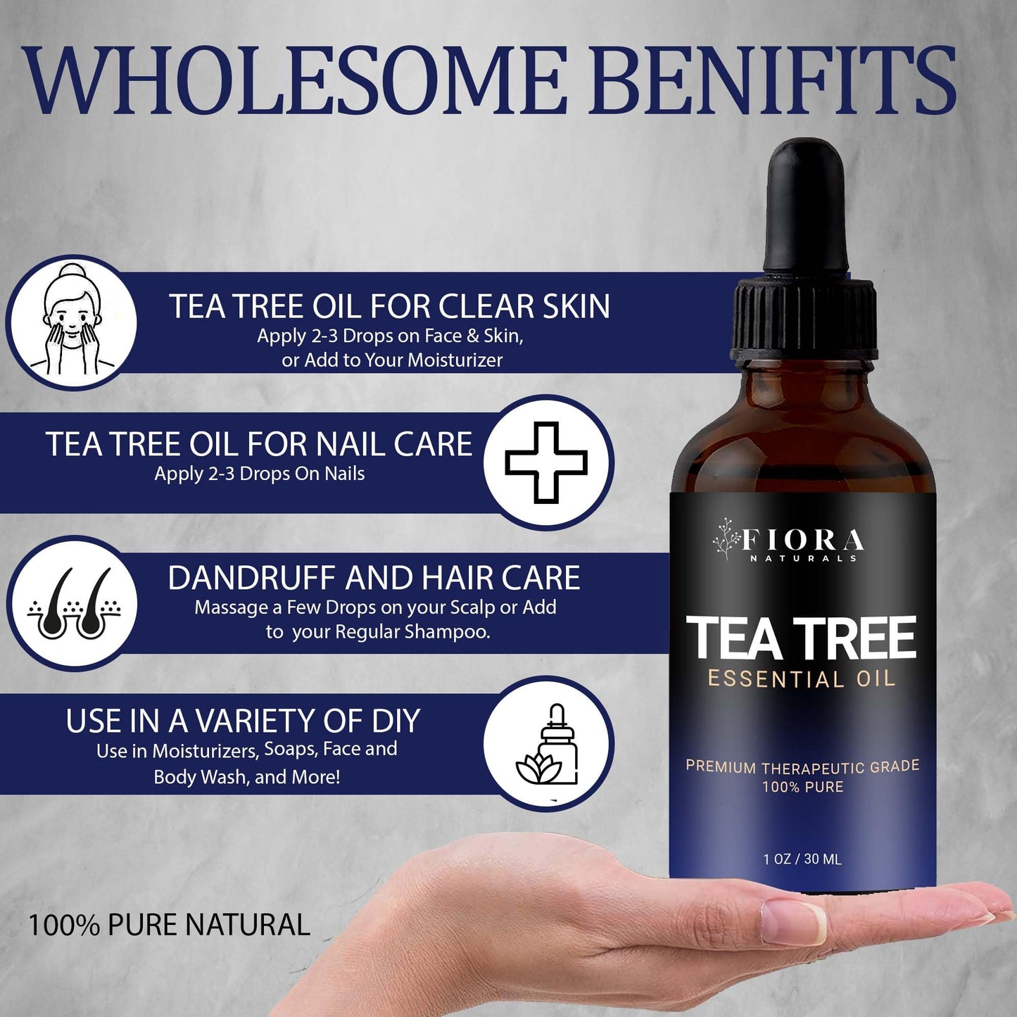 Tea Tree Oil for Toenails – 100% Pure Melaleuca Alternifolia | FIORA NATURALS
