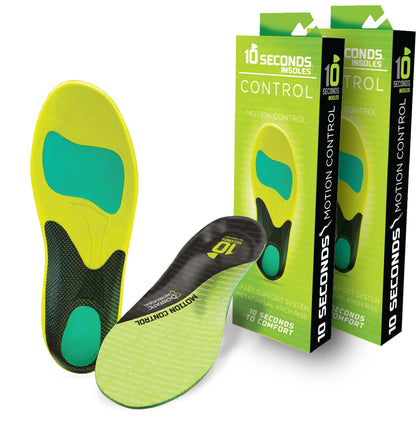 10 Seconds 3210 Motion Control Insoles – 2 Pack (M 10 / W 12) | Arch Support & Shock Absorption