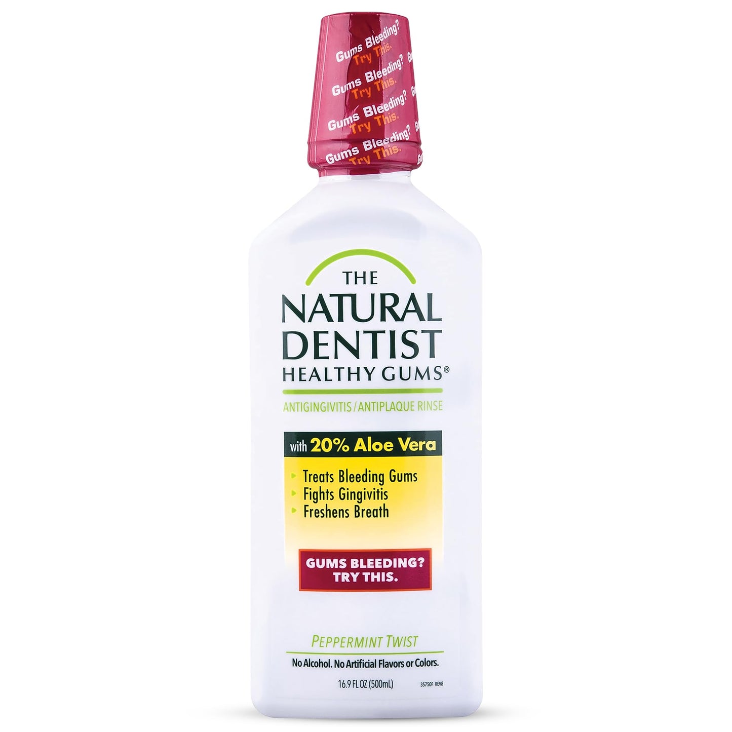 The Natural Dentist Healthy Gums Rinse – Antigingivitis/Antiplaque, Alcohol-Free, Aloe Vera, 16.9 oz