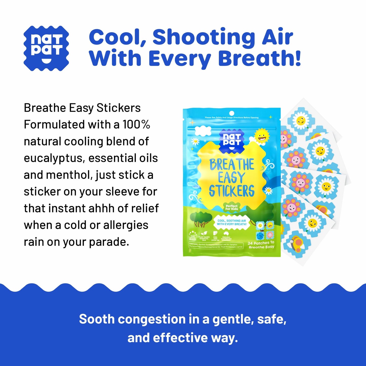 NATPAT Breathe Easy Stickers – All-Natural Congestion Relief for Kids & Adults | The Natural Patch Co.