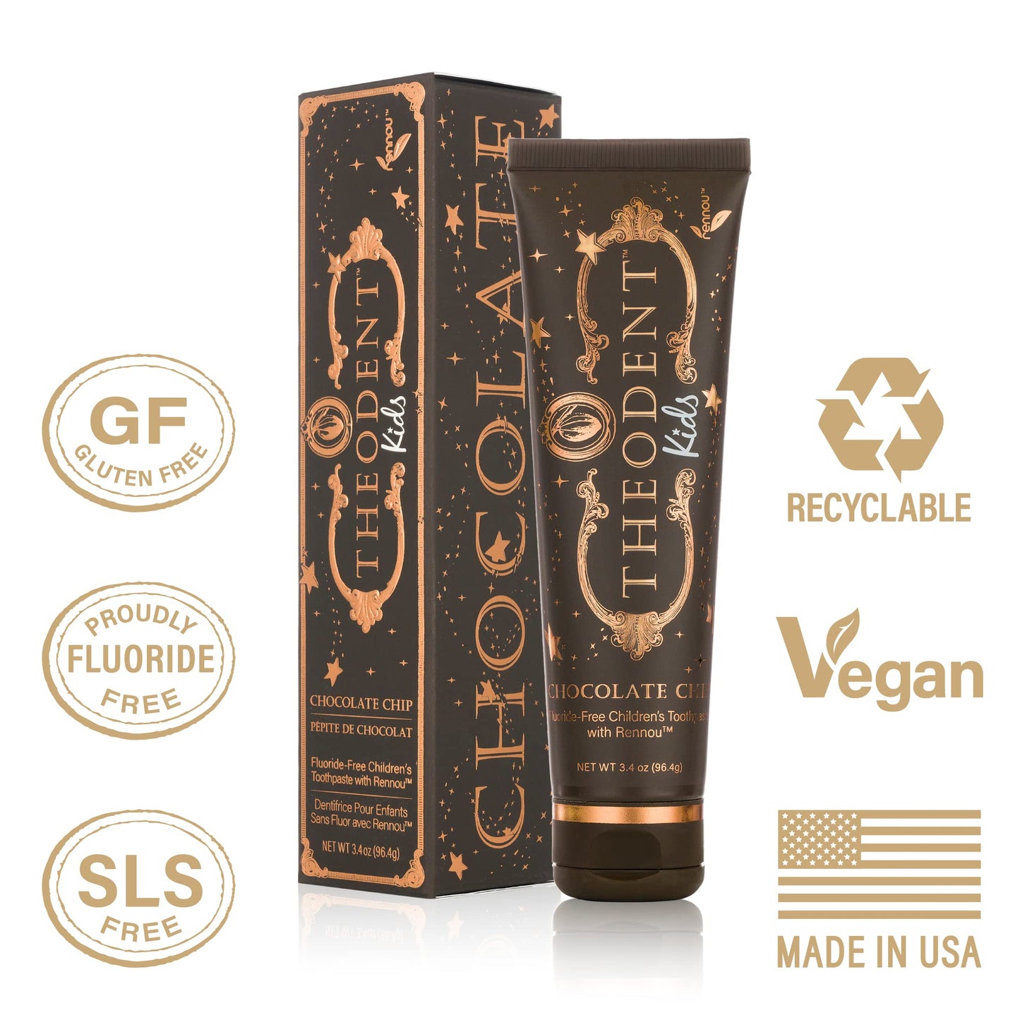 Theodent Kids Fluoride-Free Chocolate Chip Toothpaste – 3.4 oz (96.4 g)