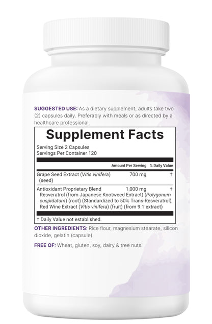 Micro Ingredients Grape Seed Extract, 240 Capsules | 3-in-1 Antioxidant Blend with Resveratrol & Red Wine Extracts | Non-GMO