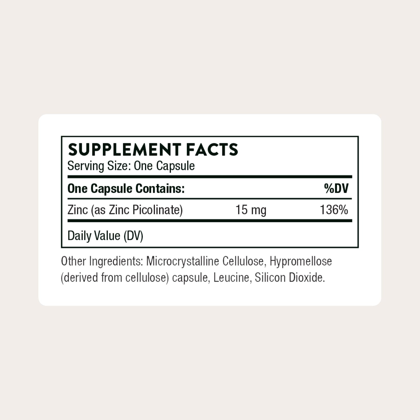 THORNE Zinc Picolinate 15 mg – Immune, Skin, Eye & Reproductive Health
