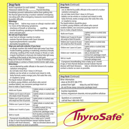 THYROSAFE 65mg Potassium Iodide Tablets (120 Pack) – Protects Your Thyroid from Nuclear Radiation Exposure