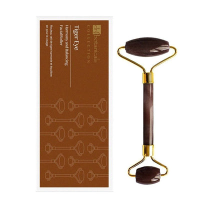 Rullo viso armonizzante ed equilibrante in occhio di tigre (manico in metallo dorato)