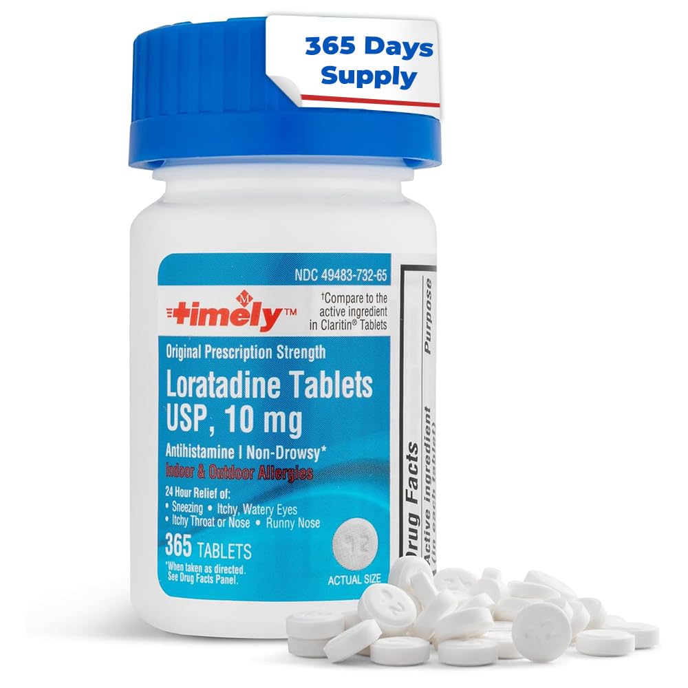Timely Allergy Medicine Loratadine 10mg 365 Count | Non-Drowsy 24-Hour Allergy Relief | TIME-CAP LABS