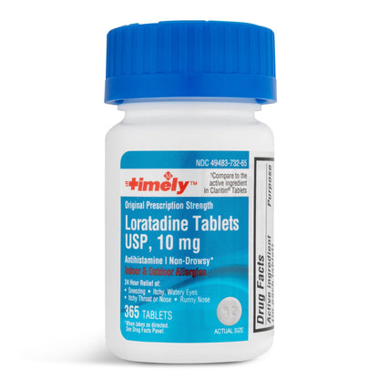 Timely Allergy Medicine Loratadine 10mg 365 Count | Non-Drowsy 24-Hour Allergy Relief | TIME-CAP LABS
