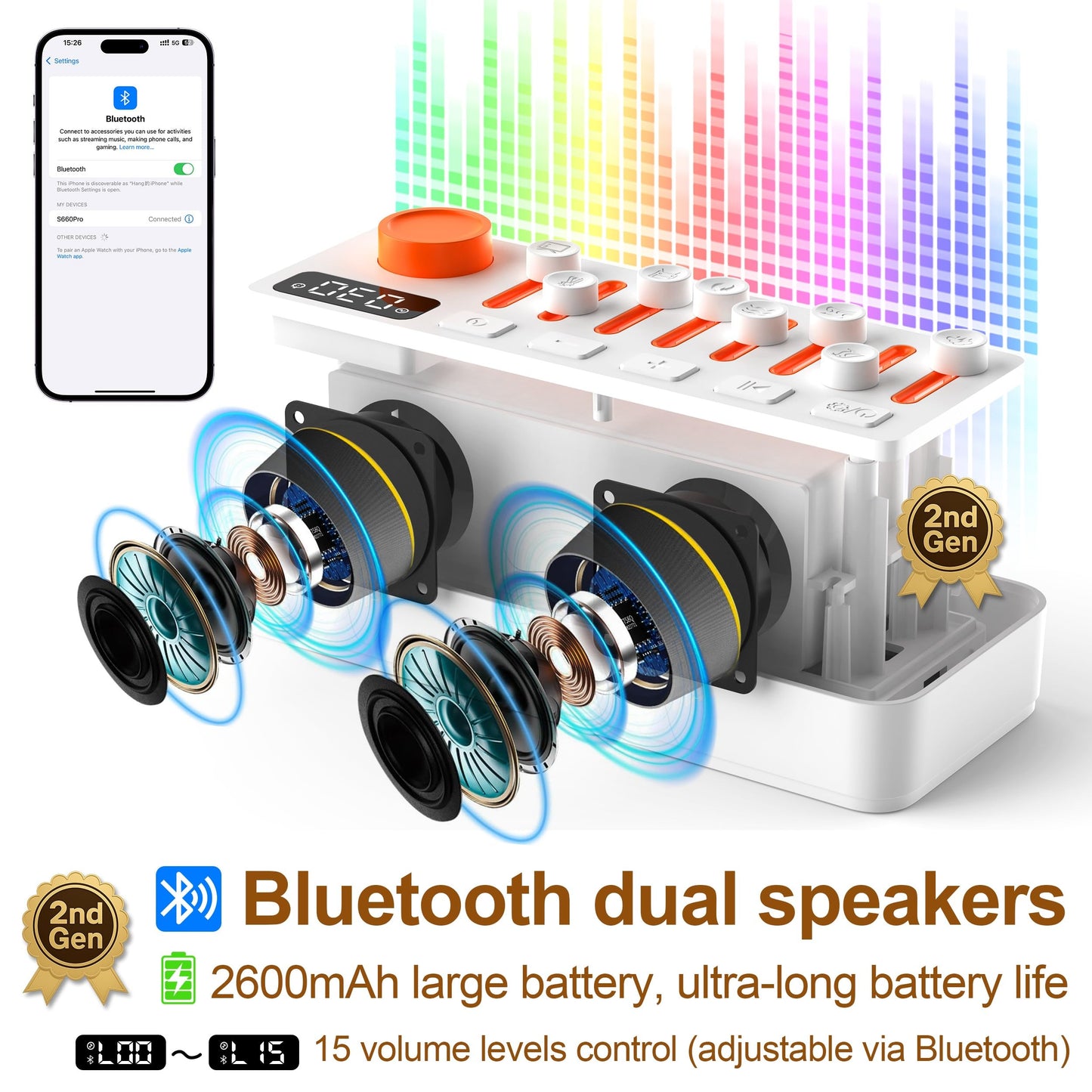 TMEHM 3-in-1 Sleep Sound Machine — 8 Sounds, Bluetooth Speaker, 12-Color Night Light