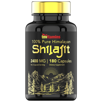 tnvitamins Shilajit Capsules 2400 MG – 180 Caps | Pure Himalayan Shilajit Resin | Non-GMO