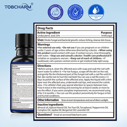 Tobcharm Toenail Fungus Treatment - 25% Undecylenic Acid, Extra Strength (2pcs)