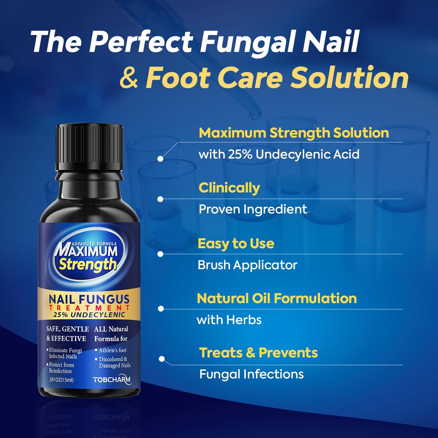 Tobcharm Toenail Fungus Treatment - 25% Undecylenic Acid, Extra Strength (2pcs)