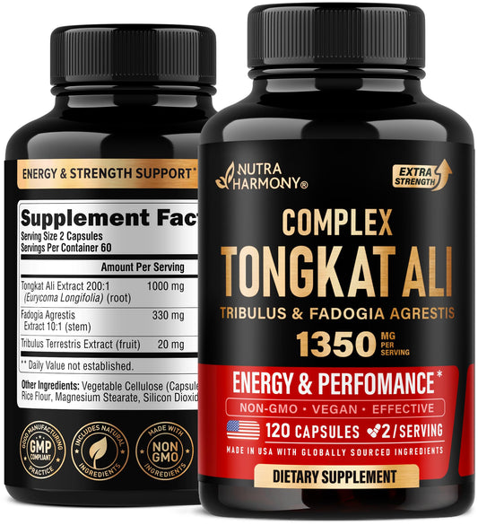 Tongkat Ali 1350mg Men Complex – Energy, Strength & Performance | USA Made 120 Capsules