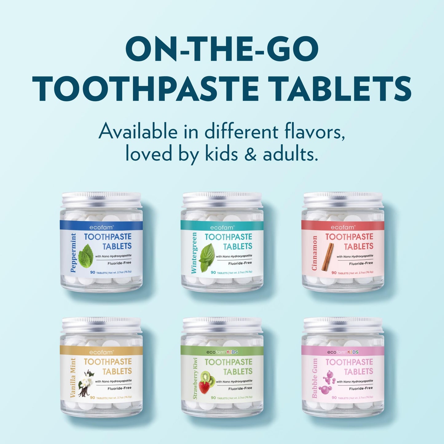 Toothpaste Tablets – Bubblegum | Nano Hydroxyapatite Chewable | Fluoride Free | 90 Tabs