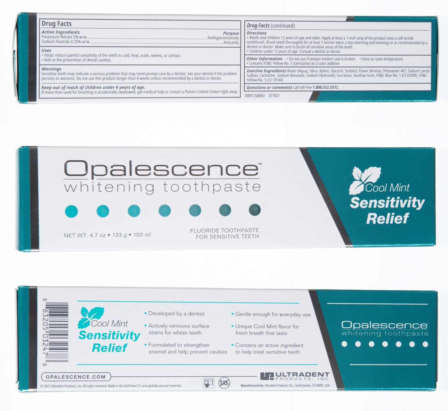 Opalescence Whitening Toothpaste for Sensitive Teeth - Mint Flavor, Gluten Free (1 Pack) - TP-5167-1