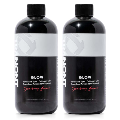 Tranont Glow Strawberry Banana Liquid Collagen with Type 1 Collagen, Hyaluronic Acid & Peptides – 2 Pack (30 Fl Oz)