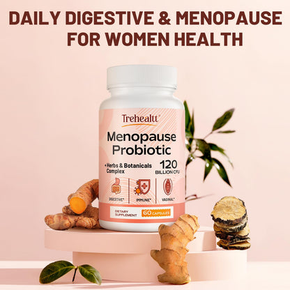Trehealtt Menopause Probiotic – 120B CFU, 13-in-1 Herbal Complex, 60 Vegan Capsules