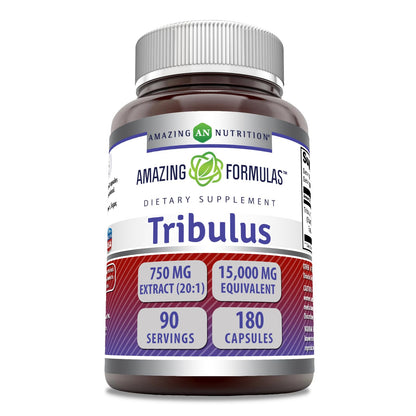 Amazing Formulas Tribulus 750 mg Extract 20:1 Supplement – 15000 mg Equivalent, 180 Capsules, Made in USA