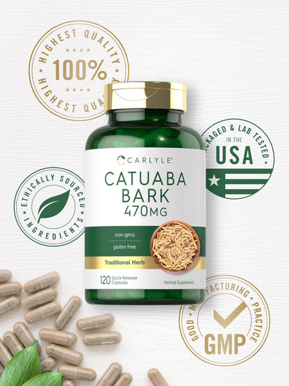 Carlyle Catuaba Bark Extract – 470mg, 120 Capsules | Non-GMO & Gluten Free
