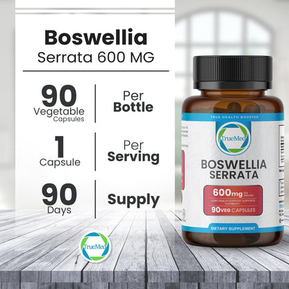 TRUEMED Boswellia Serrata 600mg – 65% Boswellic Acid | Joint Support, Mobility
