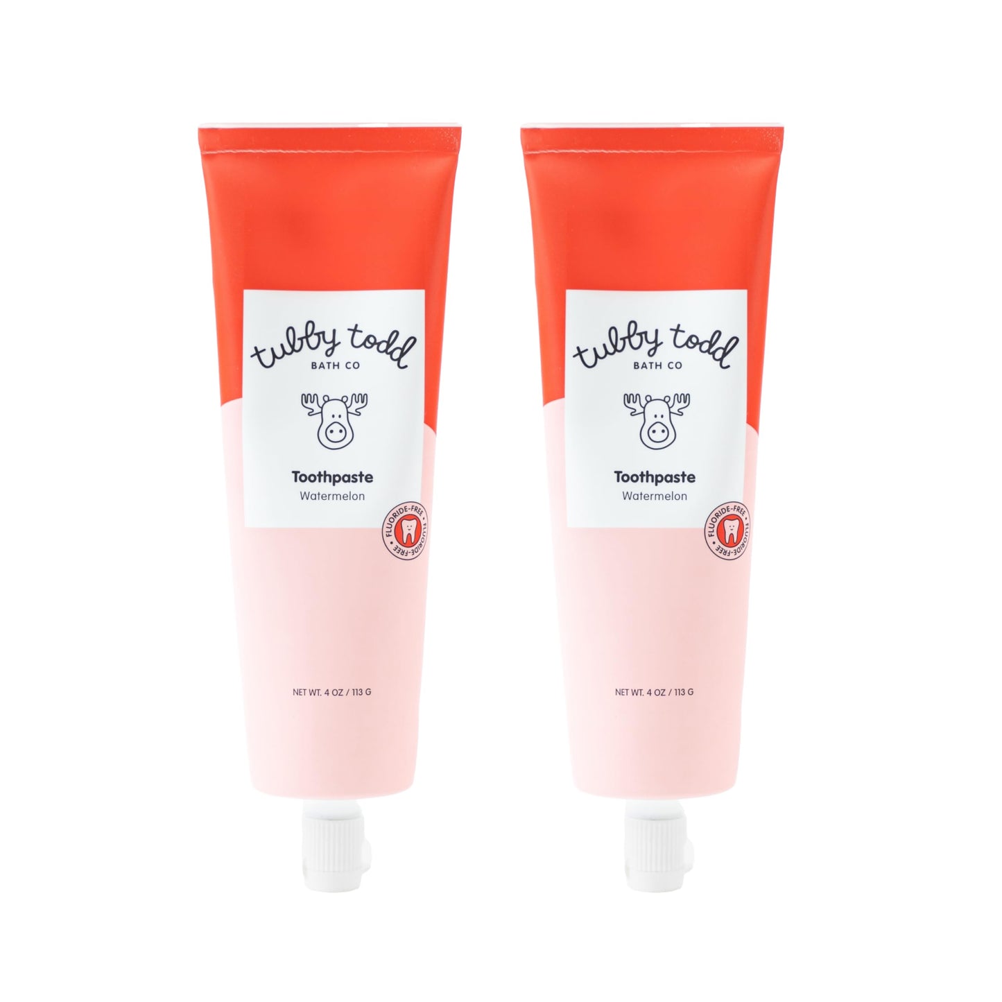 TUBBY TODD Fluoride Free Kids Toothpaste - Watermelon Flavor | Safe for Babies, Toddlers & Children (4oz, 2 Pack)