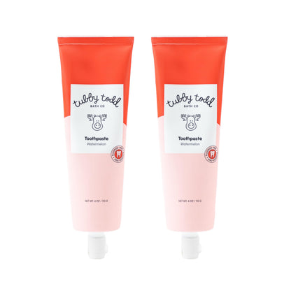 TUBBY TODD Fluoride Free Kids Toothpaste - Watermelon Flavor | Safe for Babies, Toddlers & Children (4oz, 2 Pack)