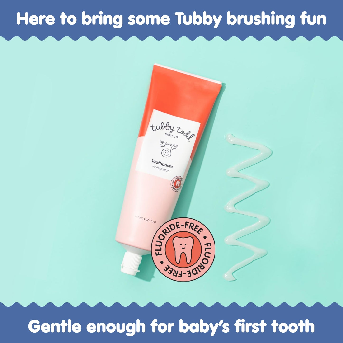 TUBBY TODD Fluoride Free Kids Toothpaste - Watermelon Flavor | Safe for Babies, Toddlers & Children (4oz, 2 Pack)