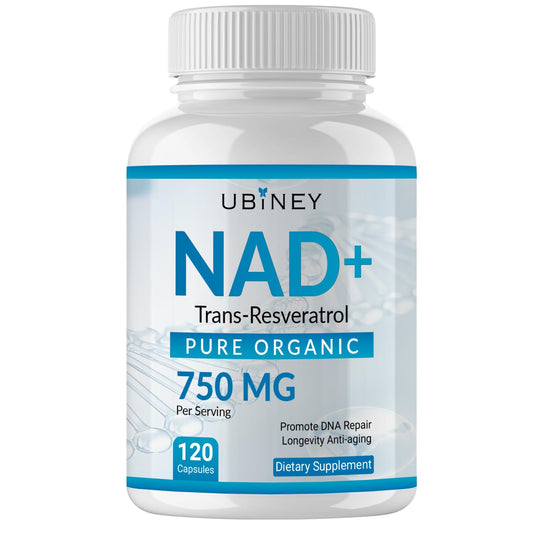 Ubiney NAD+ 750mg with Trans-Resveratrol – Organic NAD+ Supplement for Energy & DNA Repair
