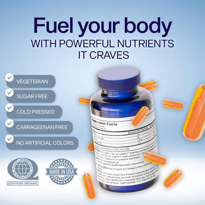 ULTIMATE EFAs YES Plant Based Omega 3 & 6 – Burpless Fish Oil Alternative | 480 Softgels (4 Pack)