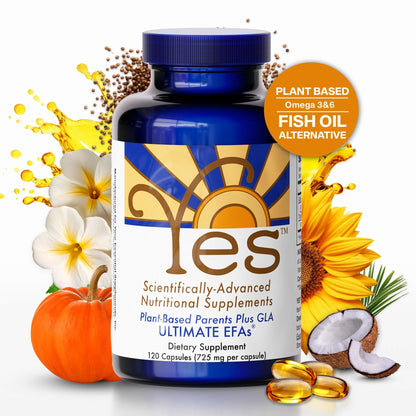 ULTIMATE EFAs YES Plant Based Omega 3 & 6 – Burpless Fish Oil Alternative | 480 Softgels (4 Pack)